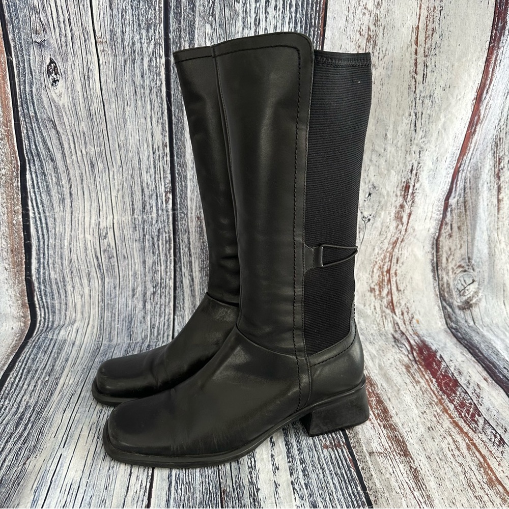 Vintage 90’s Worthington Square Toe Black Leather Tall Boots - Picture 4 of 9